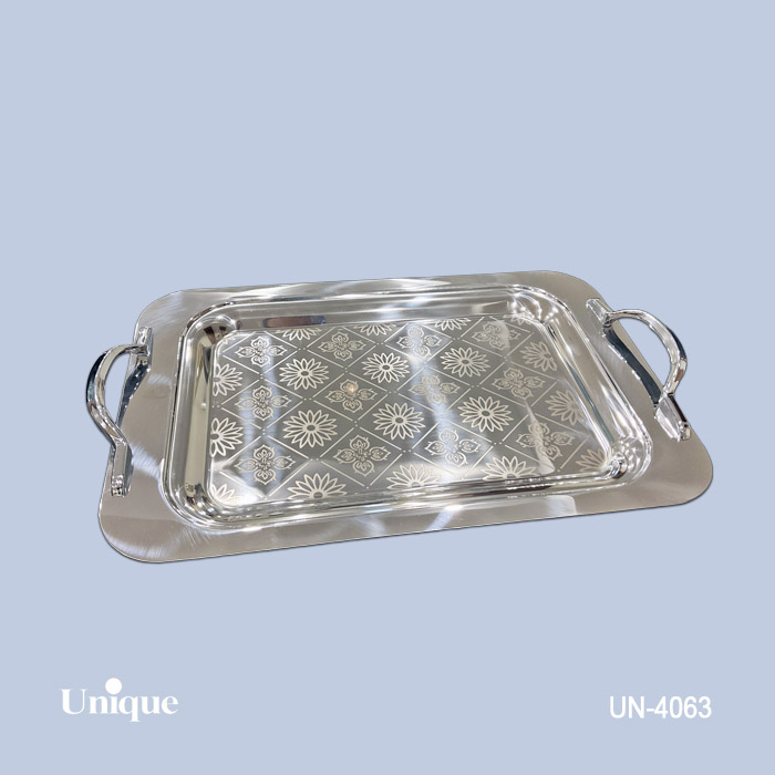 سینی براق استیل بدون پایه بزرگ UN-4063 1 سینی براق استیل بدون پایه بزرگ UN-4063