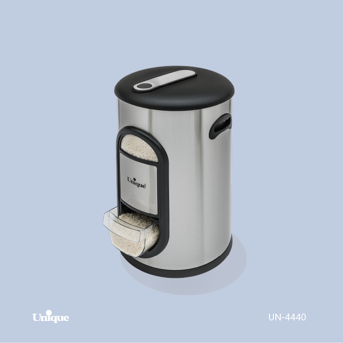 سطل برنج 10 کیلویی پیمانه دار استیل UN-4440 1 سطل برنج 10 کیلویی پیمانه دار استیل UN-4440